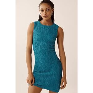 NWT Anthropologie Textured Mini Shift Dress In Blue Size Small